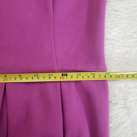 Boden Sz 10 R Purple Midi Dress Long Sleeve Scoop Neck Thick Fabric Box Pleated - Picture 9 of 10